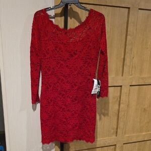 (J34) Jump Elegant Red Lace Dress Juniors XL